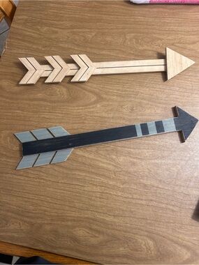 Decorative Wooden Arrow Wall Signs - Natural & Black/Gray Set